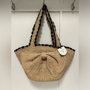 Kate Spade Tan and Black Raffia Tote
